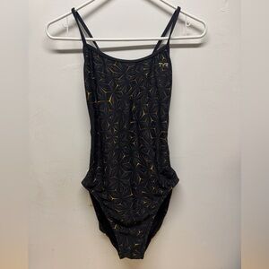 TYR Black and Gold Swimsuit One Piece XL 36